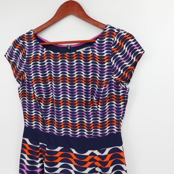 Boden Kensington Dress 4 Mod Geo Print Silk-Blend Modest - Picture 5 of 16